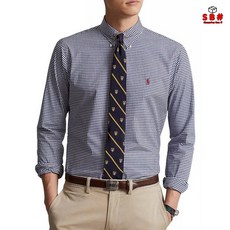 polo ralphlauren 폴로 랄프 로렌 남성 슬림핏 네이비 화이트 깅엄체크 팝린 셔츠