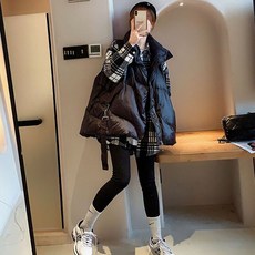 화이트 오리 털 패 딩 조끼 녀