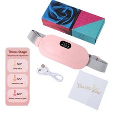 전기 마사지 진동기 생리 난방 릴리프 패드 허리 복부 온열 여성 기간 경련 벨트 충전식, Type 1 Pink Color, USB cable 5V