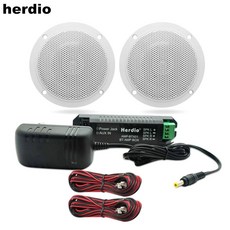 Herdio 블루투스 천장 스피커 키트 욕실 가정 주방 야외 보트 ATV UTV용 방수 로드 스피커 4 인치 160W, 03 White UK plug