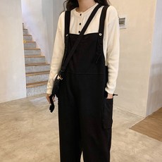 글로벌오케몰 가을 CEC 스트레이트핏 일자 멜빵 여성 홍콩무드 INS 학생 캐쥬얼 루즈핏 슬림핏 와이드팬츠