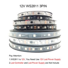 WS2812B WS2811 WS2815 RGBIC LED 조명 30/60/74/96/144Leds/m RGB 개별적으로 주소 지정이 가능한 검정색/