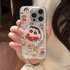 갤럭시 짱구 투명 케이스 톡 그립 홀더 세트 흰둥이 귀여운 커플 s24 s23 s22 +