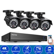 영어 설명서 8CH CCTV DVR 홈 보안 카메라 시스템 4K 얼굴 감지 아날로그 모니터링 카메라 시스템 키트 8MP AHD DVR 키트 4CH XMEYE P2P, 없다, 영국 플러그, 8채널 dvr 카메라 4개, 1개