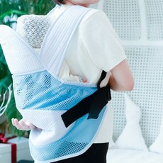 흔들림방지 기능성 시원한 접이식 여름 사계절 허리끈 버클 망사 아기 신생아 어부바 포대기, 사계절 블루