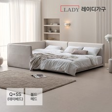 레이디가구 레브 기능성 패브릭 패밀리침대 볼드헤드 Q+SS 데이베드, 모던그레이