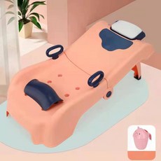 어린이용 목욕의자 샴푸의자 유아 및 어린이 가정용 접이식 미끄럼방지 의자, 1세트, 핑크 플러스+샴푸컵 1~15세