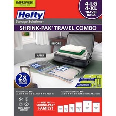Hefty Shrink-Pak 대형 여행 가방 4개 XL 4개, 1개입