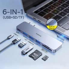 썬더볼트독 Baseus 듀얼 USB-C 허브 HDMI 호환 4K 30Hz 썬더볼트, 3) 6-IN-1 USB with SDTF