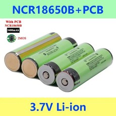 보호 리튬 이온 배터리 손전등용 PCB 충전식 배터리 NCR18650B 37v 18650 3400mAh, 2개