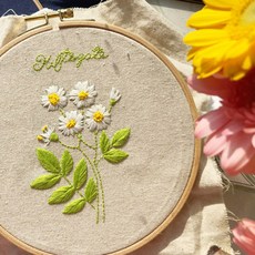 DIY 꽃 프랑스자수 패키지 집순이 초보 취미 레이스 방콕 세트 집콕 키트, 페어리 로즈 (자수틀 X)