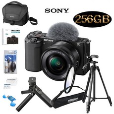 SONY ZV-E10 16-50 KIT+256G+GP-VPT2BT슈팅그립+정품가방+삼각대+KENKO AIR UV 필터+크리닝킷+LCD필름+리더기 고용량 브이로그 풀패키지, 블랙