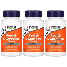 나우푸드 아세틸 엘 카르니틴 500mg 50베지 캡슐 3병 acetyl L carnitine, 50정, 3개