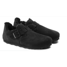BIRKENSTOCK 버켄스탁 런던 시어링 여성 털단화 로퍼 블랙 내로우핏