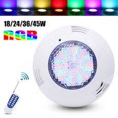 어항조명 36 방수 램프 W AC12V 45W 24 변경 조명 RGB 포함 수중 LED 색상 IP68 리모컨 수영장 18, 1개