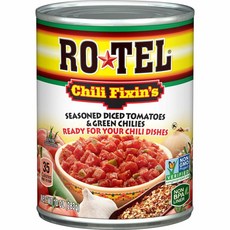 ROTEL Chili Fixin's Seasoned Diced Tomatoes & Green Chilies 로텔 칠리 픽싱 다이스드 토마토 283g 4팩