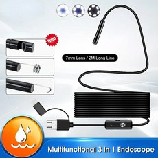 HD 미니 내시경 카메라 검사 보어스코프 USB C 타입 안드로이드 PC용 6LED 조절 가능 7mm, Hard Cable, 5m, 1개