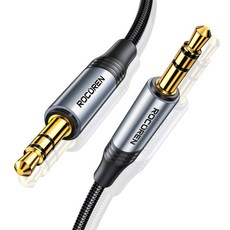Rocoren 3.5 잭 오디오 케이블 잭 남성 남성 오디오 Aux 케이블 전화 헤드폰 자동차 MP3 스피커 컴퓨터 TV Aux 코드 5M, 1개, 실버 블랙, 1000mm