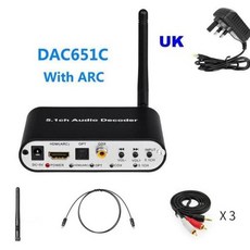 꼬다리DAC 토핑dac 블루투스 C타입 이어폰 젠더 HDMI DTS 5.1 오디오 디코더 Bluetooth 5.0 수신기 DAC AC3 FLAC APE 4K x 2K 추출 변환기, [03] DAC651C UK, 03 DAC651C UK - 토핑dac