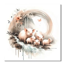 [인메이블] 황금 돼지 그림 풍수 인테리어 액자 장식품 돈들어오는그림 거실 현관 인테리어 소품, 12.행운을 전달하는 돼지, 골드 메탈액자