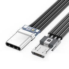 호환 플랫 직선 위 아래 왼쪽 오른쪽 각도 90도 MicroUSB USBC 데이터 충전 케이블, [04] 10cm, [02] straight head