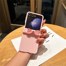 Cute Bowknot Solid Color Large Window Case for Samsung Galaxy Z Flip 5 5G Z Flip5 Flip5 Zflip5 Cover
