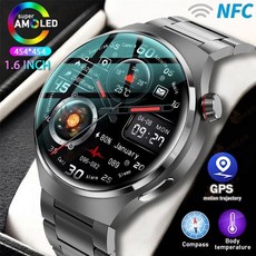 스마트 혈당 측정 시계 워치 손목 혈압 당뇨 체크기 화웨이 GT4 프로 GPS NFC 남성용 360360 AMOLED 화면 심박수 블루투스 통화 IP68 방수 남자 스마트워치 20, NFC Watch GT4 Pro, Brown leather belt, 1개