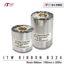 ITW B324 100mm x 300m 레진리본 바코드리본 라벨리본 열전사리본 아트지 유포지 인쇄, 1개