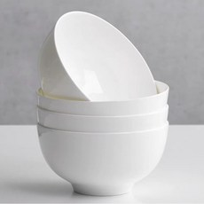 Siemzon 본차이나가정용 밥공기, 4개, 화이트