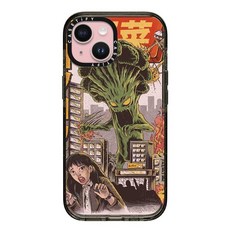 CASETiFY 아이폰 15용 임팩트 케이스 [4X 군용 등급 낙하 테스트 / 2.5m(8피트) 보호] - 아트 프린트 Broccozilla 클리어 블랙221907