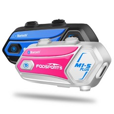 오토바이 블루투스2Pcs Fodsports M1-S 플러스 헬멧 헤드셋 블루투스 바이크 오토바이 인터폰 8 라이더 스, 02 blue and pink, 02 blue and pink