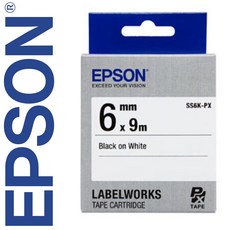 *정품* [ EPSON ] 라벨테이프, SS6K-PX [6mm 백색/검정글씨], 1개