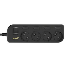 번개표 국산 절전형 개별스위치 멀티탭 4구 M4B-S1.5/R, 1.5m, 블랙, 1개