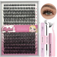 Lash Extension Cluster Kit with 280 Pcs 40D DIY Eyelash Clusters Bond and Seal Remover Lash and Ap, 07 Lash Exension Kit-40D-280PC, 1개