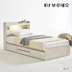 보루네오 리즈Po LED 4서랍 수납 침대 프레임 SS, 멀바우