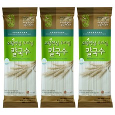 100% 국내산 밀로 만든 우리밀 칼국수면 건면 1.2kg (400g x3), 400g, 3개 - 수제호면