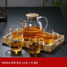 끓인 티포트 전기도기 오븐 유리 티포트 끓인 티포트 투명 대용량 두꺼운 냉수포트 가정용 주스 세트 핫80824, 1개