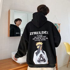 가을겨울 드랜드 루즈핏 마저도 모자 맨투맨 남자 추가 융털 플라워상의 힙합 CE 커플룩