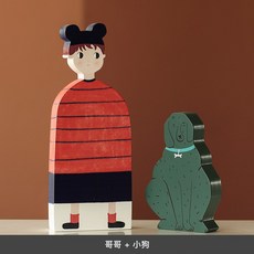 인테리어소품 홈데코 홈카페 거실장식품, 형제 + 강아지