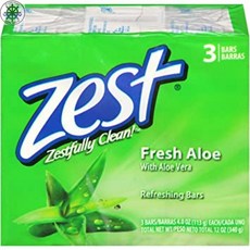 [ Zest ] Zest Bath Bar 신선한 알로에 3x4 오즈 신선한 알로에 3.4 온스, 1개