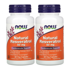 나우푸드 레스베라트롤 호장근 포도씨추출물 녹차추출물 Resveratrol 50mg, 60정, 2개