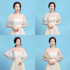 [해외] 웨딩소품 셀프웨딩 자수 레이스 드레스 케이프
