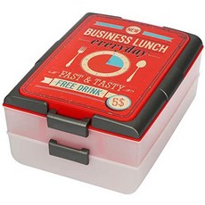 com-four COM-FOUR 복고풍 디자인의 파티 컨테이너-운송 상자 2 단 및 리프팅 인서트 포함-케이크 컨테이, 단색_01 Piece - Lunch V2, 단색_01 Piece - Lunch V2, 단색
