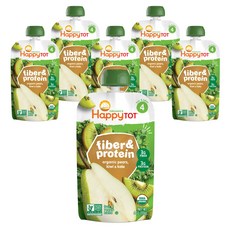 해피토트 파이버 & 프로틴 어린이 스무디 113g, 배 + 키위 + 케일(Pears + Kiwi + Kale), 6개