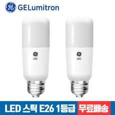 [무료배송]GE LED브라이트 스틱 전구 4.5W 9W 11W 14W E26 x 2개입 (에너지효율 1등급), 주광색(하얀빛), A4_스틱 전구 14W