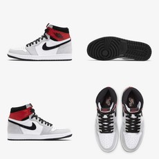 (해외배송) 100스퀘어 나이키 에어 조던 1 라이트 스모키 그레이 555088-126 575441-126 White.Black-Light Smoke Grey-Varsity Red