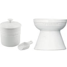 르크루제 펫푸드 사료통 스쿱 스탠드식기 set 화이트, 1ml, 1개