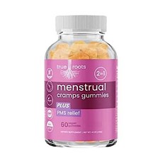 True 뿌리 추출물s 생리통 기간 젤리 한 여성 PMS 흐름 플로 생리 주기 경련 효소 내추럴 맛 60 카운트, 60정, 1개