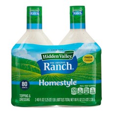 Hidden Valley 크레미 홈스타일 샐러드 드레싱 글루텐 MSG 무첨가 양념 오리지날 랜치 드레싱 40oz 2개, 2.36L