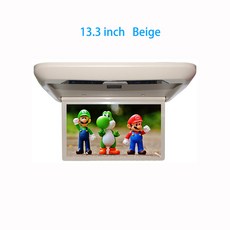 차량용 비디오 플레이어 HD LCD 스크린 지붕 마운트 모니터 플립 다운 디스플레이 자동 천장 TV FM 스피커 USB 미러 링크 13, Beige Car Monitor, 01 Beige Car Monitor